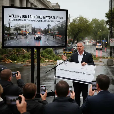 Wellington Mayor Andrew Little launching a relief fund amid severe storm damage.