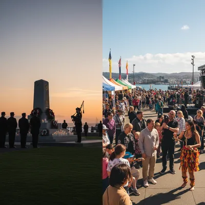 Wellington cityscape at dusk with streetlights reflecting on wet pavement, hinting at urban nightlife.