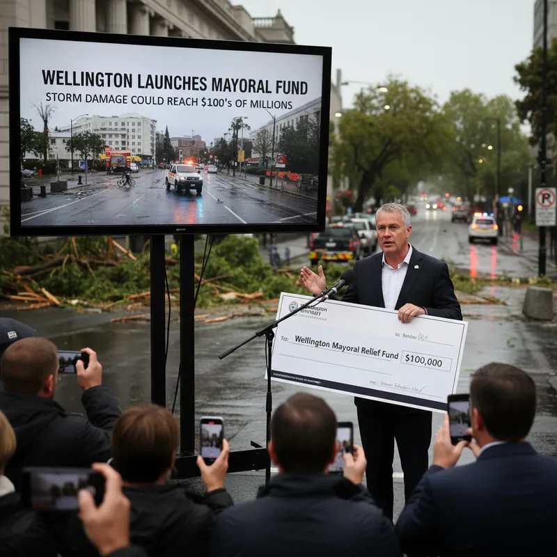 Wellington Mayor Andrew Little launching a relief fund amid severe storm damage.